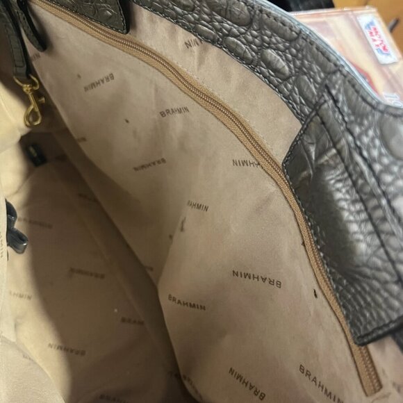 Brahmin Raffia Bag Crocodile Embossed Light Blue - Picture 12 of 12